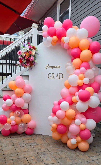 Multi colors balloon garland with florals 